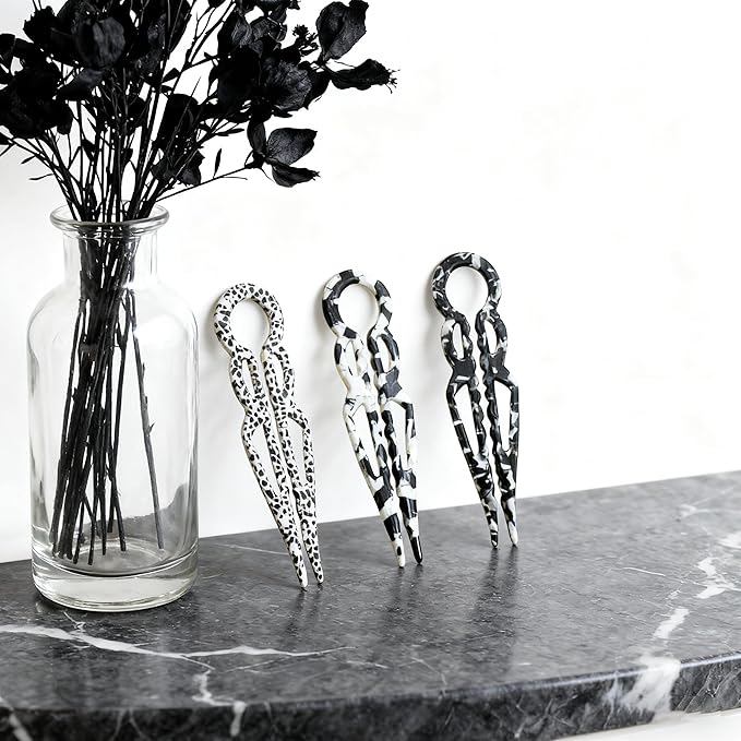 3Pcs Prestige French Hair Pins New Elegant Hair Accessories for Women Elegant Hair Clips for Thin Thick Hair Serrated Anti-Slip Design (Color A)
