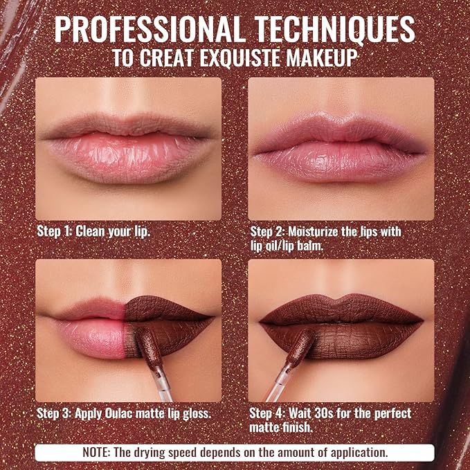 Oulac Matte Liquid Brown Lipstick for Women, Long Lasting Lipstick Waterproof Lip Stain, No Transfer, Creamy High Pigmented Formula with Rose Oil, Vegan & Cruelty-Free,Brown M03