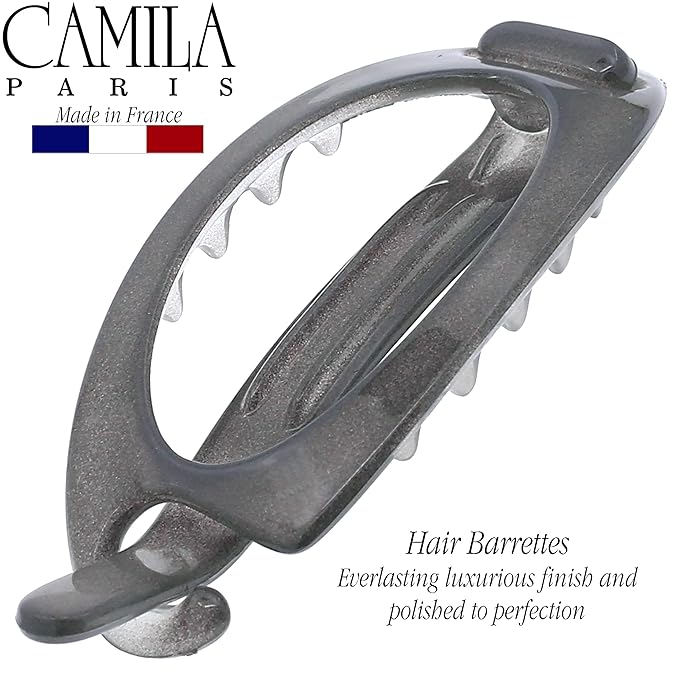 Camila Paris CP3114 French Hair Barrette Clip, Flexible Ponytail Holder No Metal Parts, Strong Hold Grip Hair Clips for Women, No Slip and Durable Styling Girls Hair Accessories, Made in France