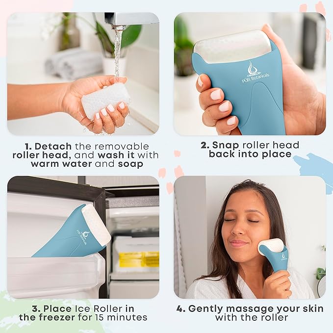 Arctic 2-in-1 Set Cryotherapy Ice Roller for Face Wrinkles Massager - Skin Care Tool for Puffiness - Cooling Ice Facial Eye Skin Roller - Reduce Puffiness and Relief Migraine Pain