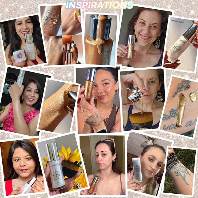 Body Shimmer Oil, 50ml Sunscreen Liquid Highlighter Bronzer Body Glitter Oil Long Lasting Moisturizing Makeup Lotion Illuminate Serum Glow Shimmer Skin 1.7 Fl Oz（Shining White #03）