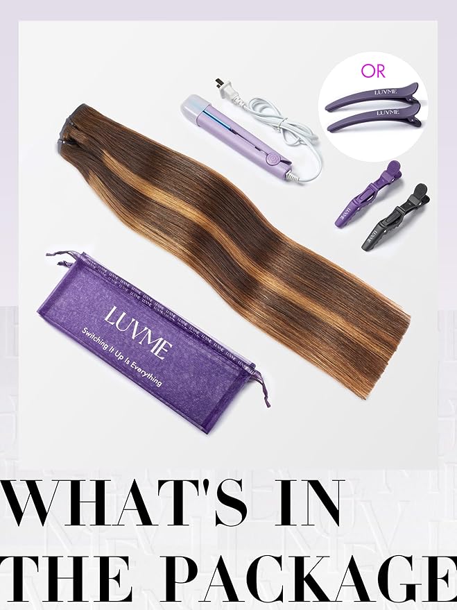 LUVME Clip in Hair Extensions Real Human Hair, Remy Human Hair Extensions Clip ins for Women, #4/27 Extensions, 18inch 135g 9Pcs Silky Straight Hair