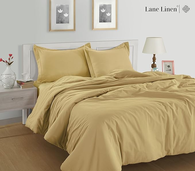Lane Linen 100% Organic Cotton King Size Pillow Cases Set of 2 - 20"x36" - Certified Organic Cotton - Yellow - Cocoon