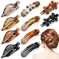 10 Pcs Flat Hair Clips for Women, 3 Styles Tortoise Flat Claw Clips, Strong Hold No Slip French Flat Hair Clips for Thin Thick Curly Hair, Tortoiseshell