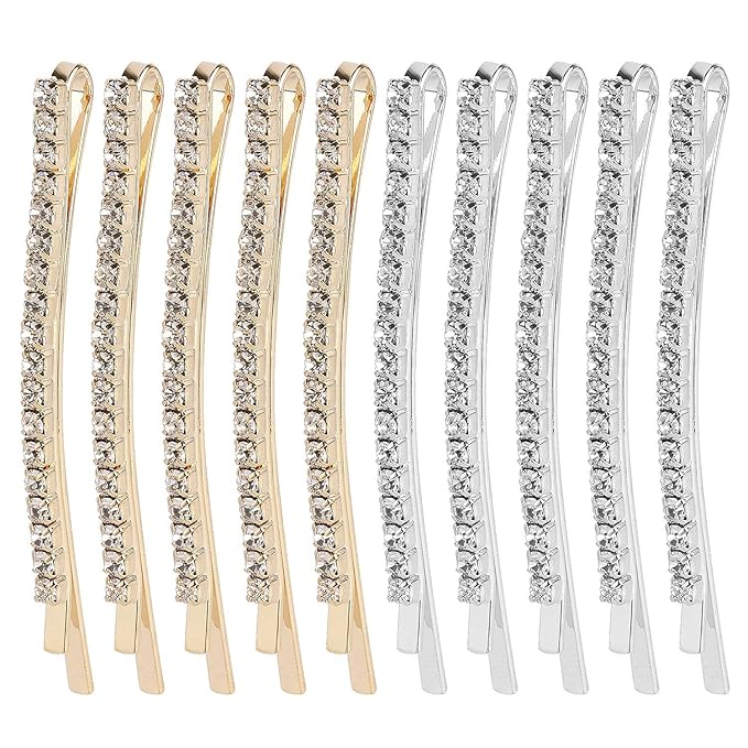20 Pieces Rhinestone Bobby Pins Crystal Hair Clips Gold and Silver Diamond Hair Pin Sparkling Hair Barettes Sytling Decorative Accessories for Women and Girls