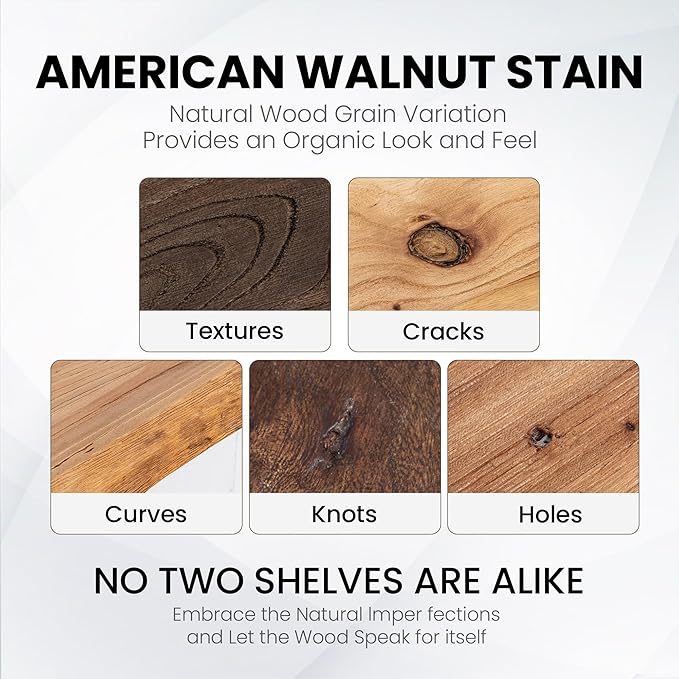 Floating Shelves for Wall, 24"x9.3" Rustic Solid Live-Edge Elm Wood Wall Shelves, Heavy-Duty Floating Shelves with Invisible Brackets, Set of 2 for Living Room, Bedroom, and Kitchen, Natural Finish