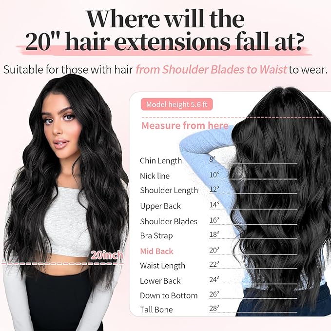 KooKaStyle Clip in Hair Extensions Long Wavy 4PCS Thick Hairpieces Synthetic Highlight Hair Extensions Balayage Dark Brown to Chestnut H2/426 Fiber Double Weft Natural 24Inch for Women
