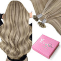 YoungSee Utip Hair Extensions Human Hair Long Straight U Tip Real Hair Extension Light Brown Highlights Blonde K Tips Human Hair Extensions Hot Fusion Ktip Extenesion Remy Hair Add Length 24In 50s/50g