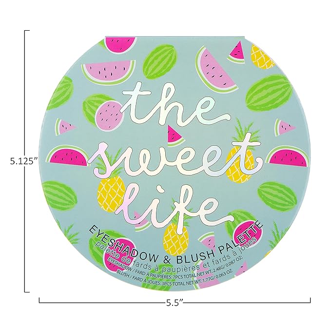 Expressions The Sweet Life Glisten & Glitter Makeup Palette 10 Color Eyeshadow Palette & Blush Makeup Novelty Beauty Set, Fold Out Compact with Mirror,Washable, Non-Toxic