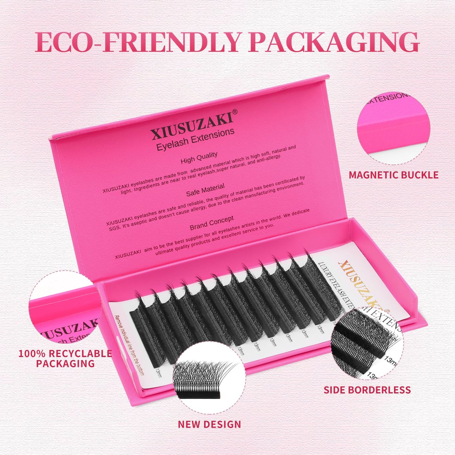 Lash Extensions 6D Eyelash Extensions W Lashes 0.07mm Thickness C Curl Lashes 8mm Soft Lash Trays Pestañas Pelo a Pelo Natural Matte Black False Eyelashes Individual Lashes(W-6D-0.07-C,8mm)