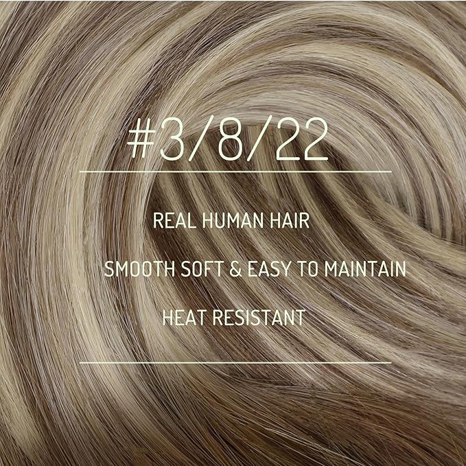 RUNATURE Balayage Clip in Hair Extensions Human Hair, Real Human Hair Clip in Extensions, Thick Remy Hair, Daily Wearing, Easy to Install, 12 Inch 80g 7pcs #3/8/22 Walnut Brown to Light Blonde