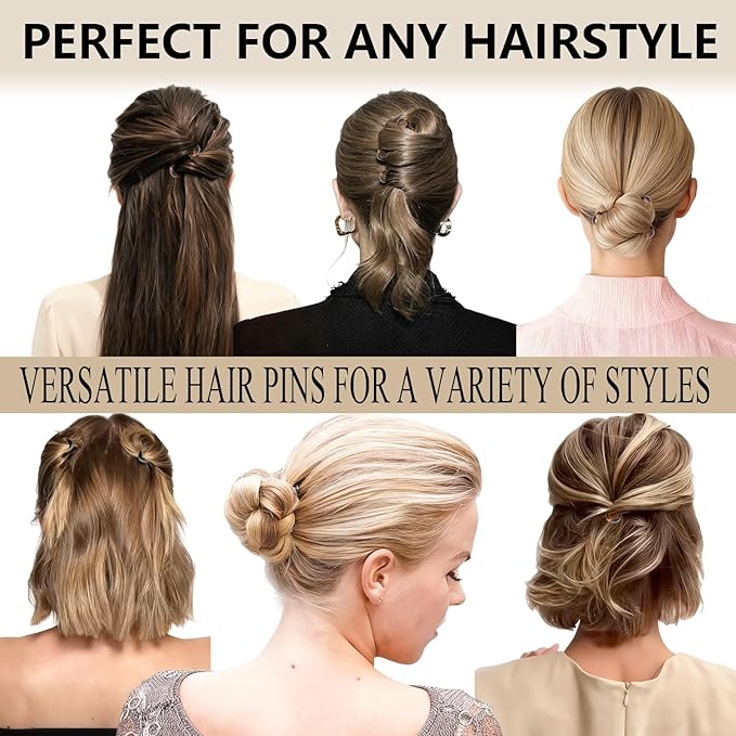 9 Pack Prestige Hair Pins for Women, 2.36" Small French Hair Pins for Thin & Thick Hair, Curved Anti-Slip Design for Better Hold, Perfect Holiday Gift for Her