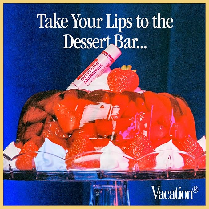 Vacation Strawberry Jello Salad SPF 30 Sunscreen Lip Balm 3-Pack, Lip Balm Made Without Beeswax, Lip Balm with Sunscreen, Lip Balm SPF Set, Lip Sunscreen, Water Resistant, Vegan (Pack of 3)