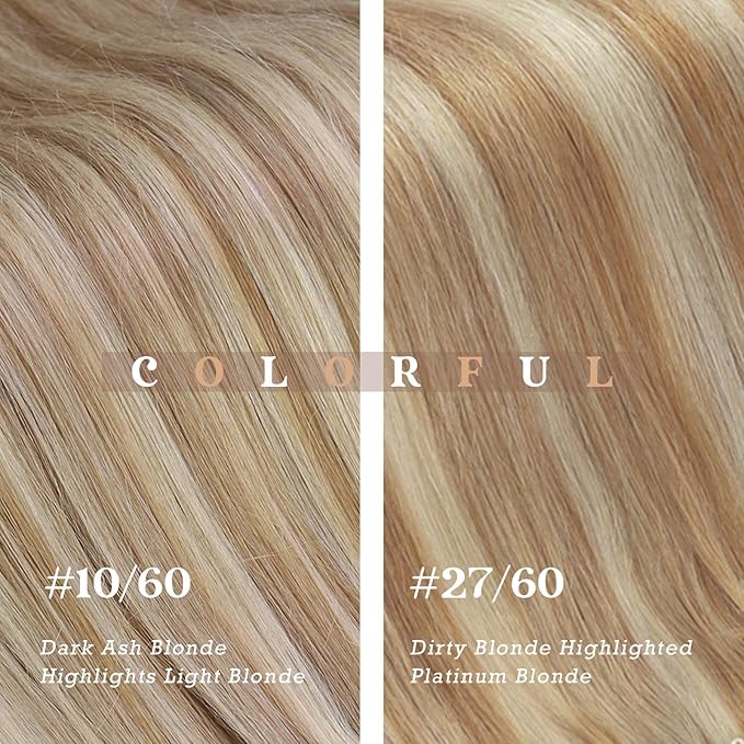 Ve Sunny Clip in Hair Extensions Real Human Hair Highlights Human Hair Clip in Extensions Dark Ash Blonde Highlights Light Blonde Human Hair Extensions Clip ins for Women Quick-Apply 5pcs 12inch 80g