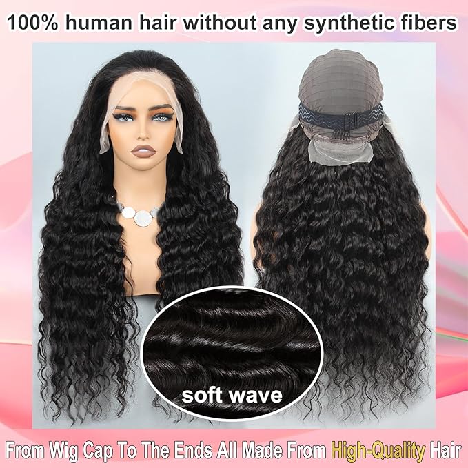 MEIMEI 13x6 Loose Wave HD Lace Front Wigs Human Hair 200 Density 100% Real Human Hair 15A Loose Deep Wave Wig Human Hair Pre Plucked, No Synthetic Blend No Tangle No Shedding Triple Lifespan 3X