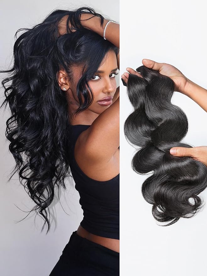 LUVME Body Wave Seamless 2 Pack 220g 14Pcs Clip in Hair Extensions Full Max with 24inch Remy Human Hair Extensions, Natural Black 100% Real Soft Hair