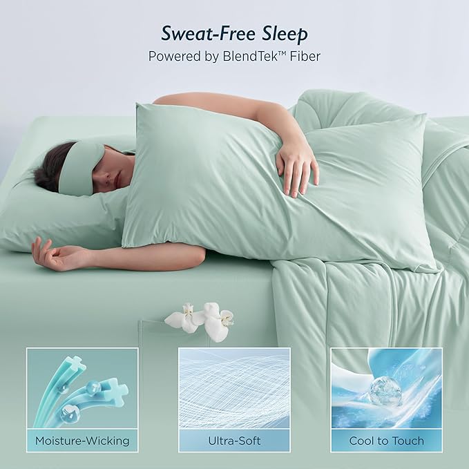 Breescape Cooling Pillow Cases King Size - BlendTek™ Dry & Cool Technology for Hot Sleepers and Night Sweats, 2 Pack Ultra Soft & Smooth Pillowcases for Hair & Skin Care, 20" x 36", Mint Green