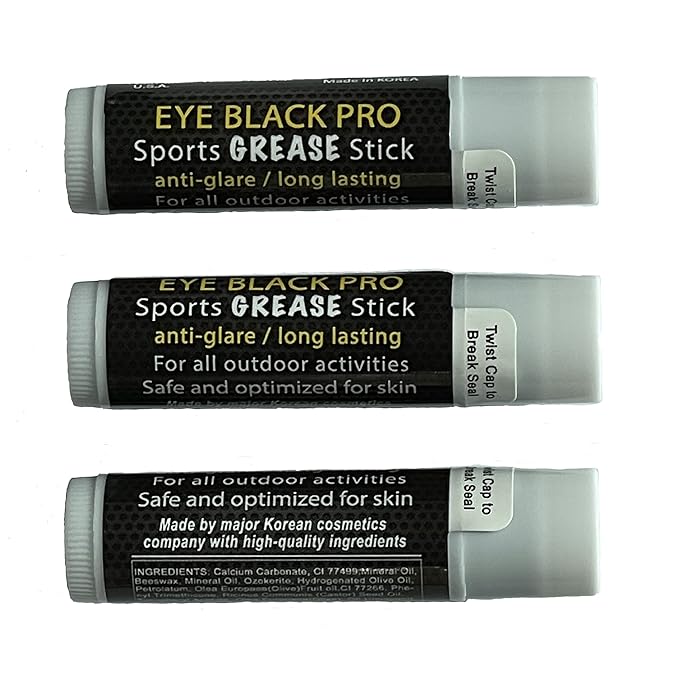 Eye-Black Pro Sports Grease Stick Set reduce-glare Eye Patch Face Painting (3 Pack)