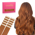 WENNALIFE Tape in Hair Extensions Human Hair Dirty Ginger Tape in Extensions, 10pcs 20g 12 inch Remy Invisible Tape Ins Straight Colored Soft Real Human Hair Tape in Extensions Refill Set Extensions