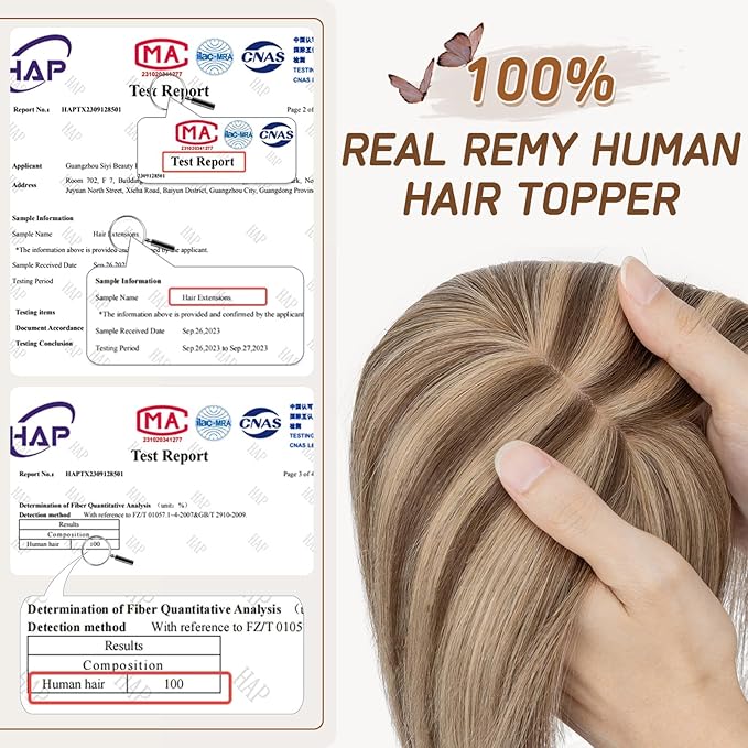 Rich Choices Real Human Hair Toppers for Women With Bang 100% Remy Human Hair Topper for Thinning Hair Clip in Silk Base Hair Topper 6 Inch #4P27 Medium Brown Mix Dark Blonde