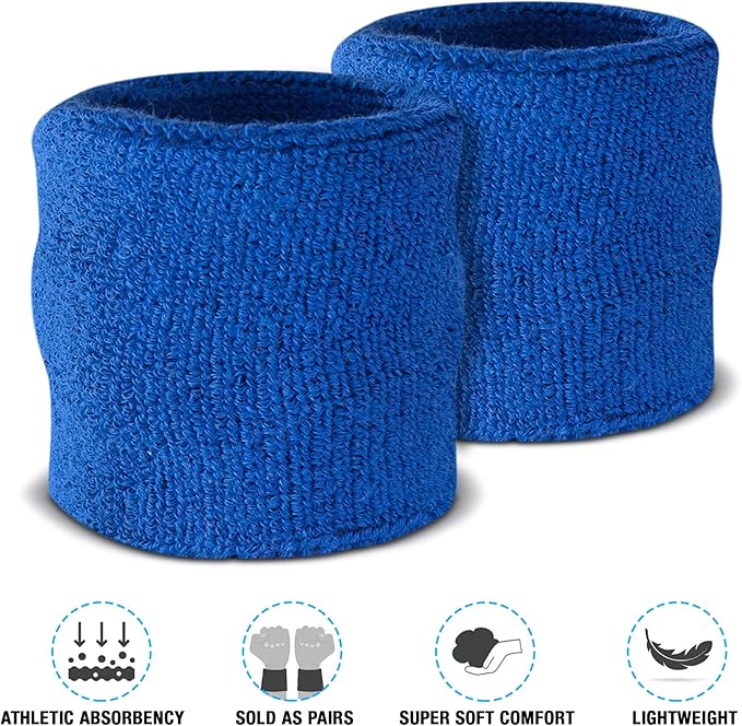 Suddora Sweatbands Set, Moisture Wicking 2 Wristbands and 1 Headband, Breathable Terry Cloth Athletic Bands for Basketball, Tennis, Yoga, Gym, Sweat Bands for Costumes and Cosplay