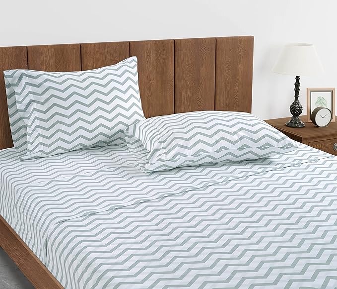 Lane Linen 100% Organic Cotton Pillow Cases Standard Size Set of 2 (20"x26") - Cotton Pillowcases Standard Size - Ultra Soft Pillow Cases Set of 2 - Standard Pillow Case Pack of 2 - Chevron Cool Blue