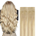 GOO GOO Invisi Edge Tape in Hair Extensions Human Hair, 18ET90A Natural Blonde Balayage, 6pcs 20inch 18g, Virgin Remy Hair, Seamless Injected Tape, Natural Look