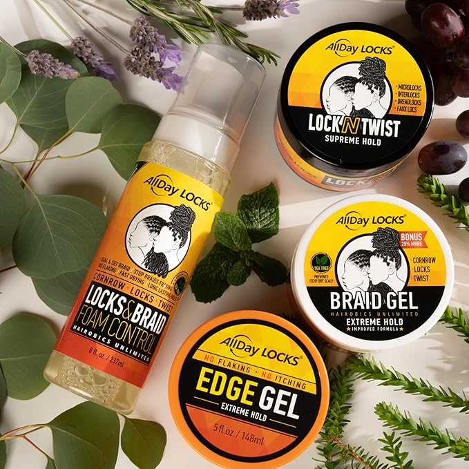 AllDay Locks Edge Gel (5 oz) | Extreme Hold, Moisturizing Edge Control Smoother | Eucalyptus, Rosemary, Olive Oil | No Frizz, Flakes, or Grease | Sleek 'n Slay Edge & Baby Hairs | 5 oz