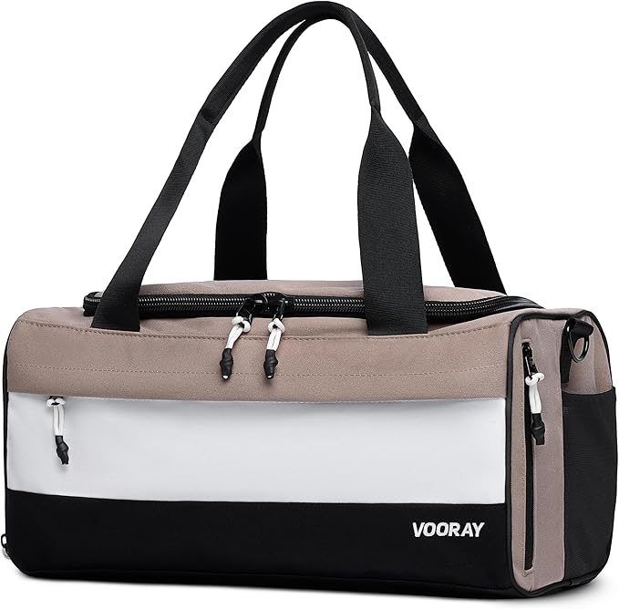 Vooray 22L Boost Duffel Bag – Small Travel & Sports Gym Bag for Women and Men with Shoe Pocket, Weekender for Overnight Football, Travel, Hospital Stays or Workout, Neutral Color Block