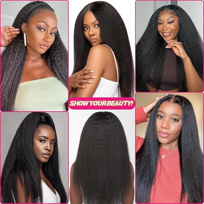 Kinky Straight Clip in Human Hair Extensions for Black Women 8Pcs 120g Seamless Kinky Straight Clip Ins 18Clips Double Weft Human Hair Full Head Hair Extensions (1B 22 Inch)