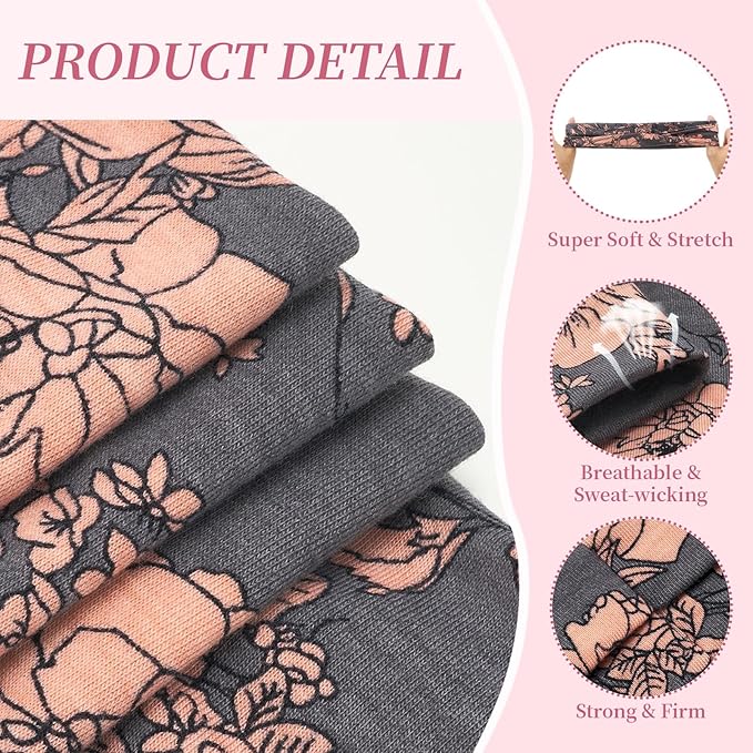 Boho Headbands for Women, 6 Pack Wide Non-Slip Stretchy Hair Bands for Yoga, Workout, Running, Fashion Hair Accessories for Women's Hair（Shape 1）