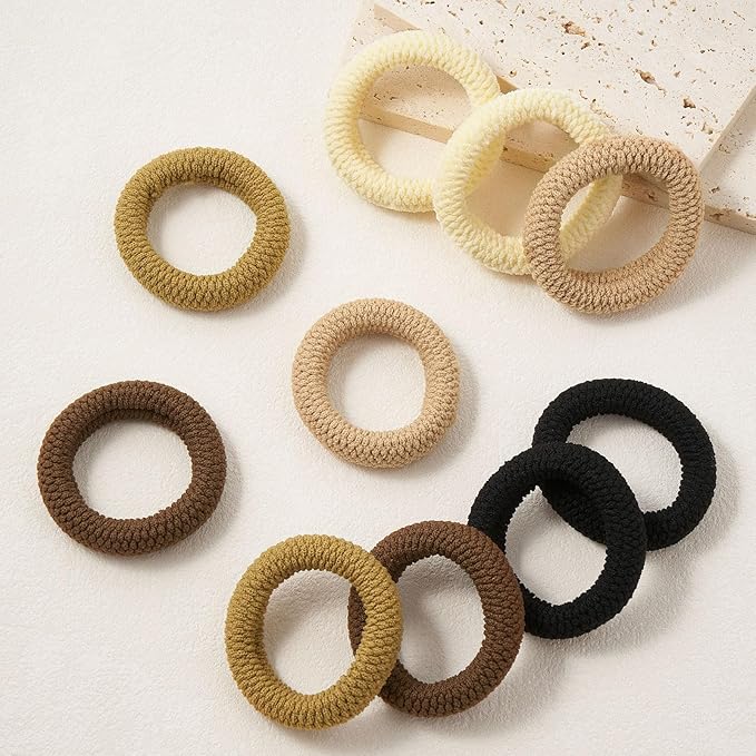 10 Pcs No Damage Hair Ties Thick Hair Elastic Rubber Bands Hair Accessories Scrunchies Seamless for Women