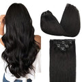 GOO GOO Clip in Hair Extensions Real Human Hair, Remy Human Hair Extensions Clip ins for Women, Natural Human Hair, 26inch 135g 7Pcs, 1B Natural black