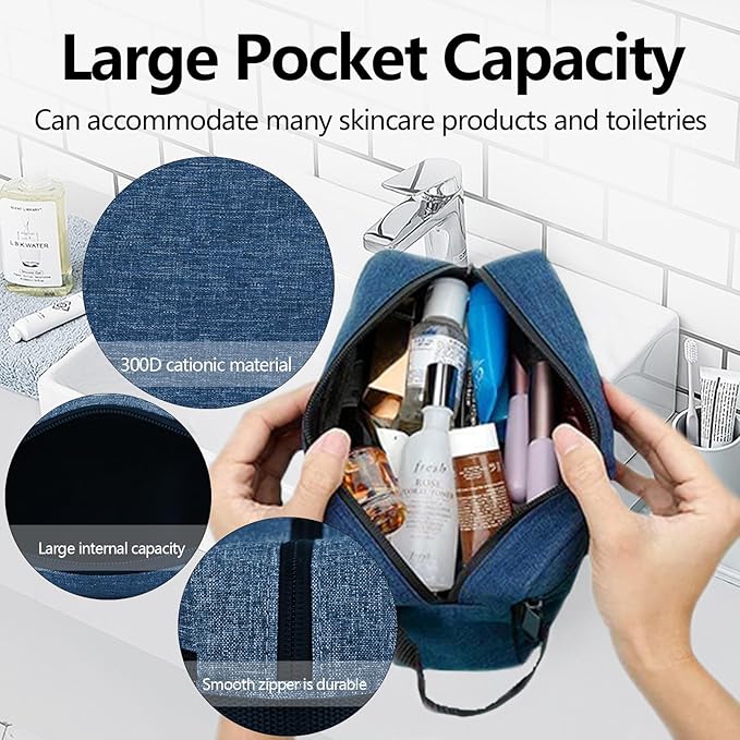 Personalized Toiletry Bag for Men, Embroidered Name Mens Toiletry Travel Bag, Waterproof Canvas Shaving Bag with Large Capacity, Custom Men Hanging Toiletries Bag for Traveling (Red)