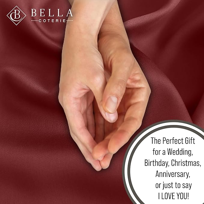 Bella Coterie | Luxury Queen Size Pillowcase Set | 100% Organically Grown Bamboo Viscose | Ultra Soft | Cooling | 2 Pcs [Merlot]