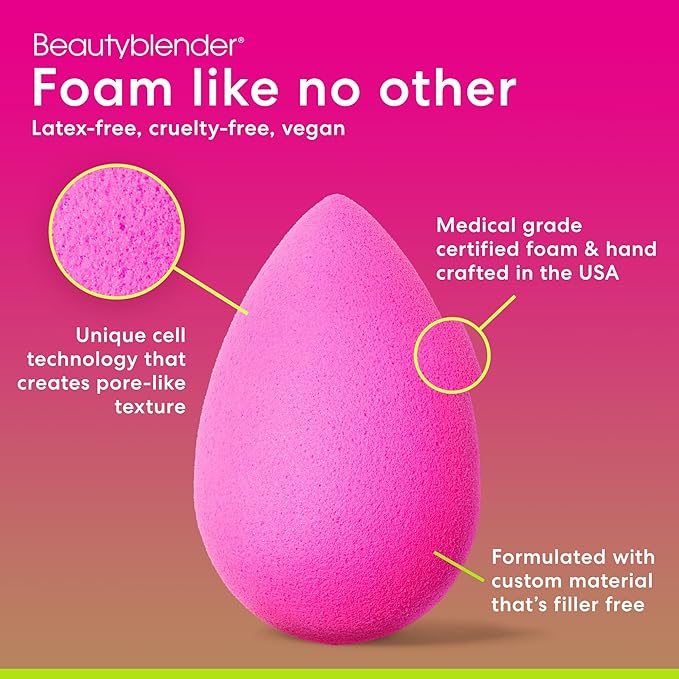Beautyblender® | Original Pink + Nude Beauty Blender 2-Piece Bundle for Blending Foundations, Powders, and Creams, Super-Soft Foam for Streak-Free Application, Made in the USA, Reusable, Washable