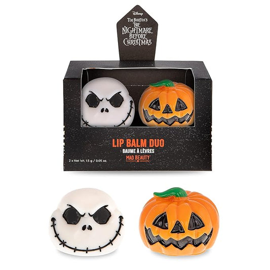 MAD BEAUTY Tim Burton's Nightmare Before Christmas Lip Balm Duo, Vanilla & Coconut Lip Balms, Jack Skellington, Hydrate, Soften, Moisturize, Scented…