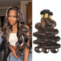 P1B/30 Body Wave Bundles Human Hair Highlight Brown Color Body Wave Bundle 100% Real Human Hair And True To Length 20 22 24 Inch 3 Pcs/Pack