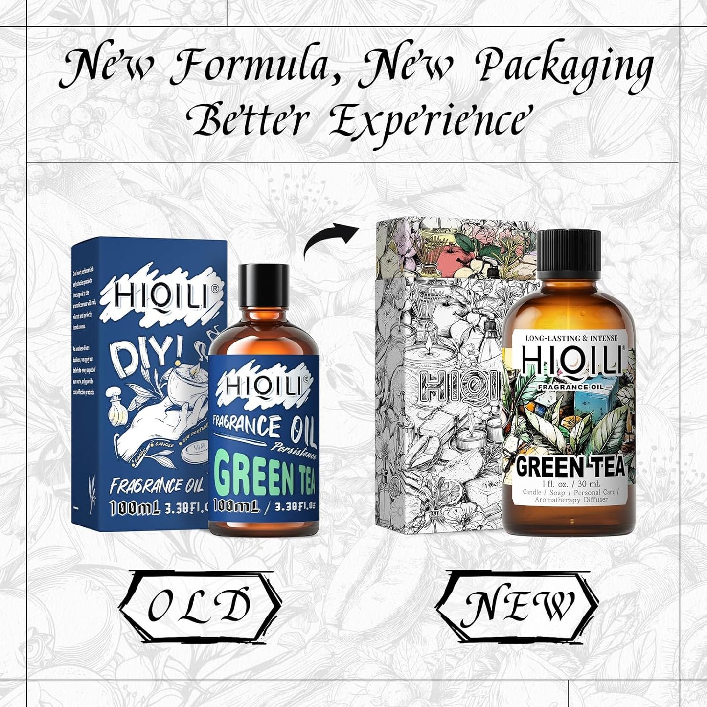 HIQILI Green Tea Fragrance Oil for Candle & Soap Making, Refreshing Scents, for Home Diffusers, Laundry Dryer Balls - 1 Fl Oz