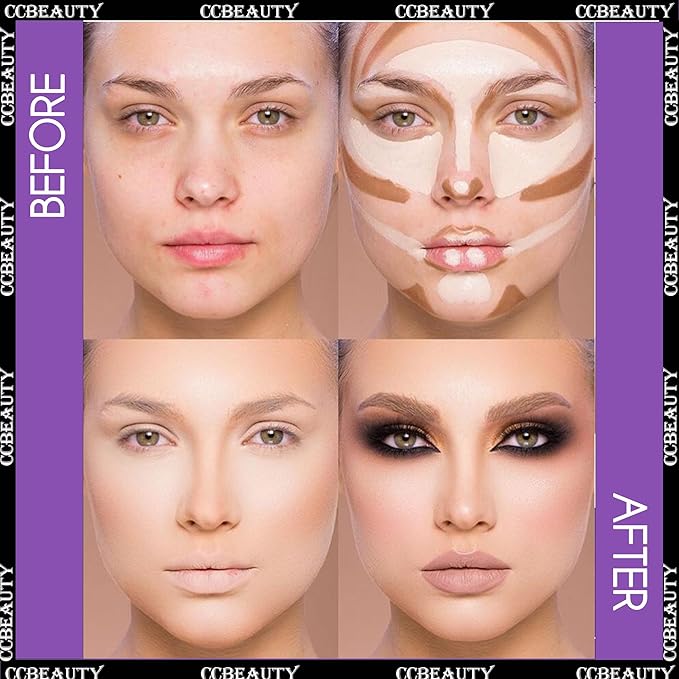 CCbeauty 2-IN-1 Contour Stick Makeup,Cream Shimmer Highlighter Bronzer Stick, Highlighting Contouring Kit, Highlight Concealer Sticks for Face Shaping Make up, Long Lasting & Waterproof