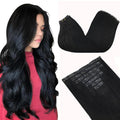 GOO GOO Clip in Hair Extensions Real Human Hair, Remy Human Hair Extensions Clip ins for Women, Natural Human Hair, 22inch 150g 7Pcs, 1 Jet black