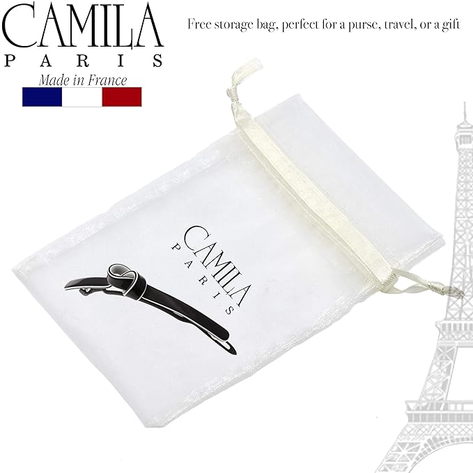 Camila Paris CP2812 French Hair Barrette Clip for Girls, Handmade, Metal-Free Closure Strong Hold Grip Hair Clips for Women, No Slip Durable Styling Girls Hair Accessories, Made in France