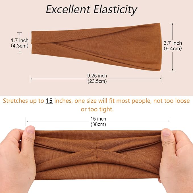 Headbands for Women Non Slip Stylish Womens Sweat Band Hair for Washing Face Elastic Headbands for Yoga Workout and Summer 6 Pack Stretchy Cloth Fabric Hair Bands