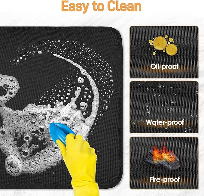 Air Fryer Mat for Air Fryer, 24 x 36in Heat Resistant Mat for Countertop, Fireproof Silicone Countertop Protector Appliance Slider Mat for Air Fryer, Coffee Maker, Toaster, Oven (Black)