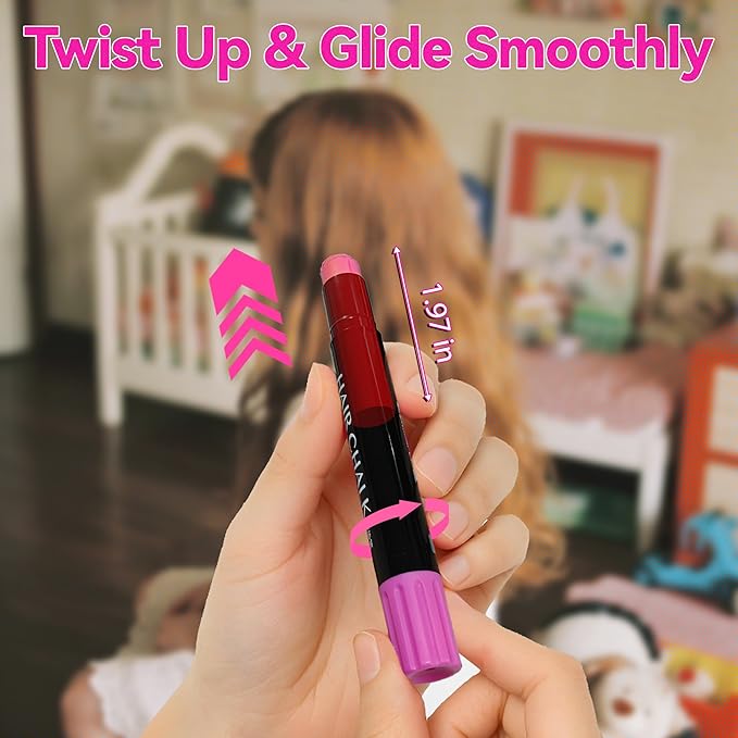 10 Colors Dustless Hair Chalk for Kids, Washable Temporary Hair Color Pens, Easy to Apply & Wash Out, Kid-Safe Non-Toxic, Fun Gifts for Girls & Teens, Parties, Dress Up & Creative Play