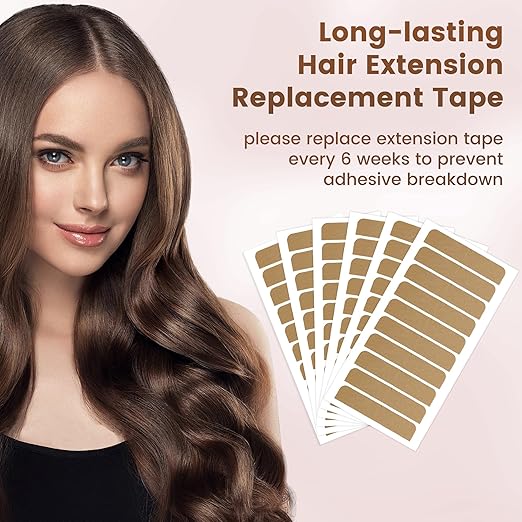 MIILYE Hair Extension Tape 100 Tabs, Double Sided Adhesive Replacement Tape, 6+ Weeks Hold Time, No Residue, Strong Tapes for Tape in Hair Extensions