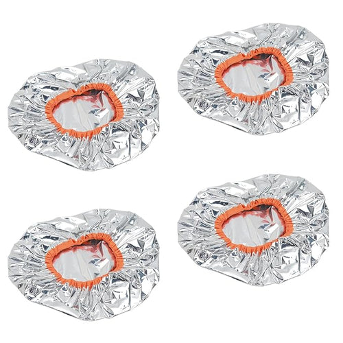 10pcs Aluminum Foil Hair Dye Processing Caps, Silver Hair Conditioning Caps for Deep Treatment, Constant Temperature Heat Retention Caps with Elastic Band, Reusable Hair Coloring C