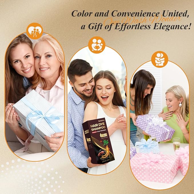 3-in-1 Hair Dye Shampoo Light Brown, Natural Hair Color Shampoo for Gray Hair, Hair Instant Dye Shampoo for Women & Men, Long-Lasting Shampoo Hair Dye Colors Hair in Minutes, Champu Para Canas, 500 Ml