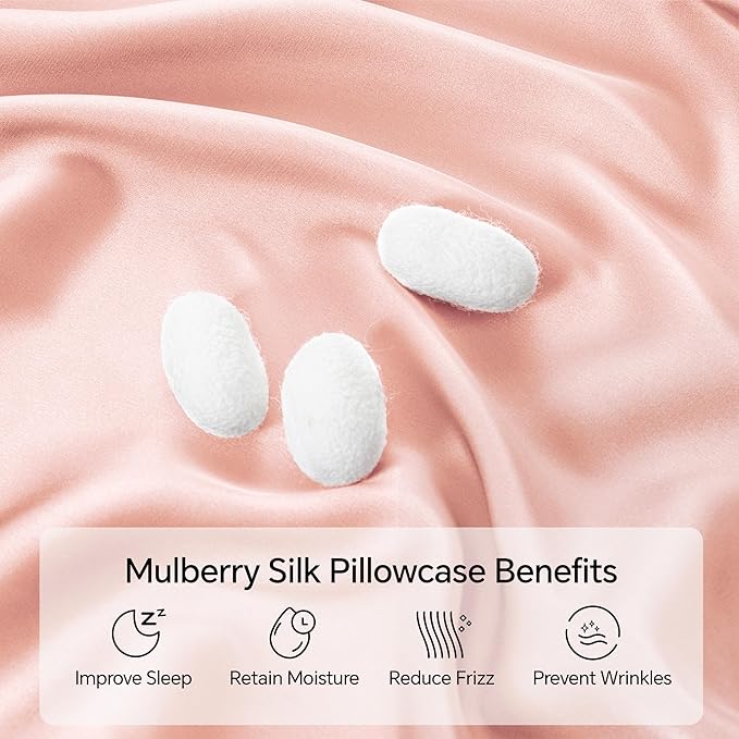 INFIIXSO Mulberry Silk Pillowcase for Hair and Skin, Silk Pillow Cases Queen Size with Hidden Zipper 20x30 Inches, Extraordinary Smooth and Soft Cooling Pillow Cases for Hot Sleepers(Coral, 1 Pack)