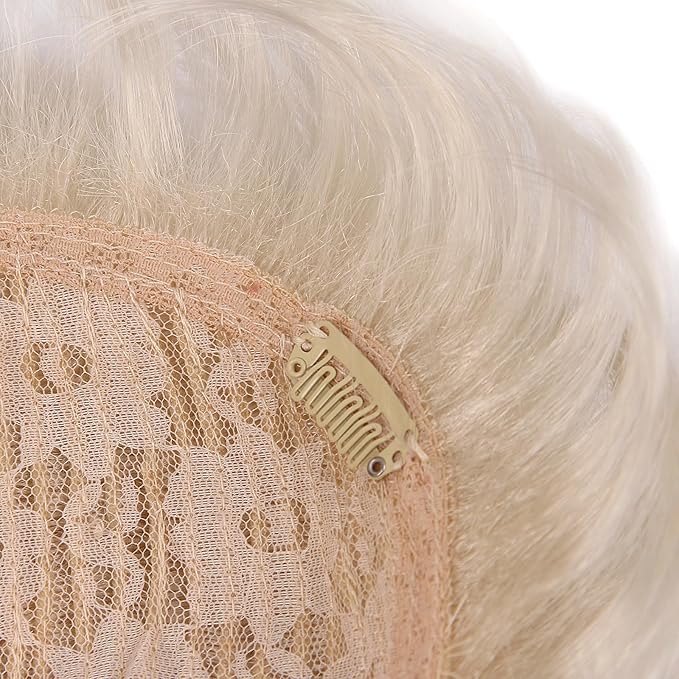 H&Bwig Men Short Toppers Hairpiece Clip in Hair Extensions for Covering White Loss Hair Toupee (Blonde6063#613)